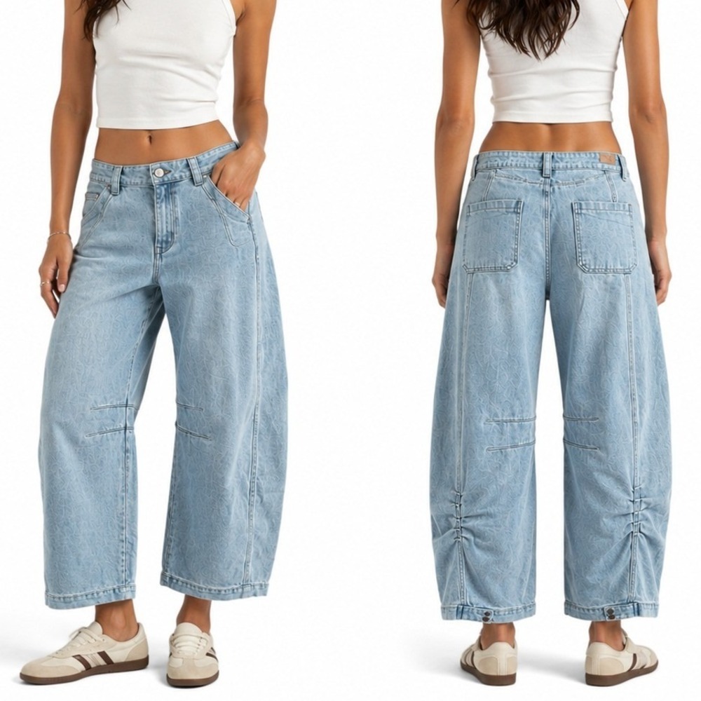 TRTR Wide Leg Barrel Jeans Womens 11 Blue Relaxed Modern Y2K Style Balloon Gorp